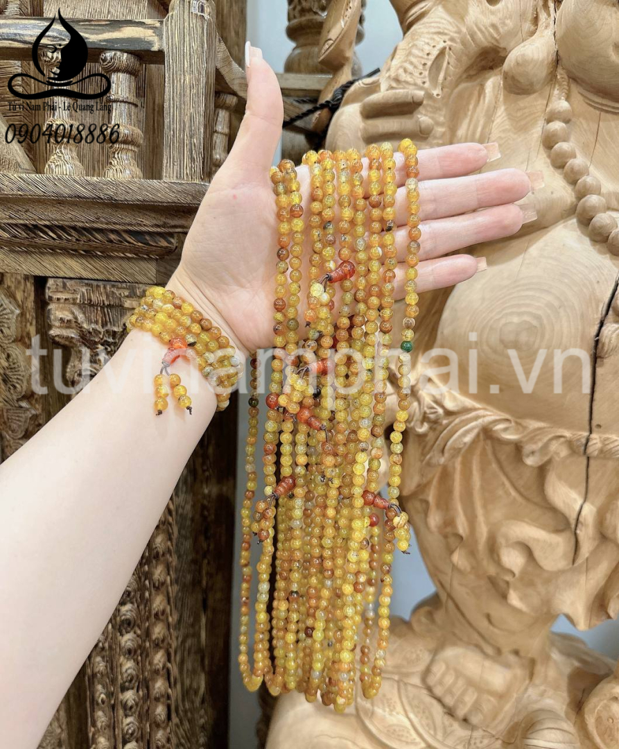 VÒNG CUỐN TAY 108 HẠT ĐÁ MÃ NÃO VÂN LONG