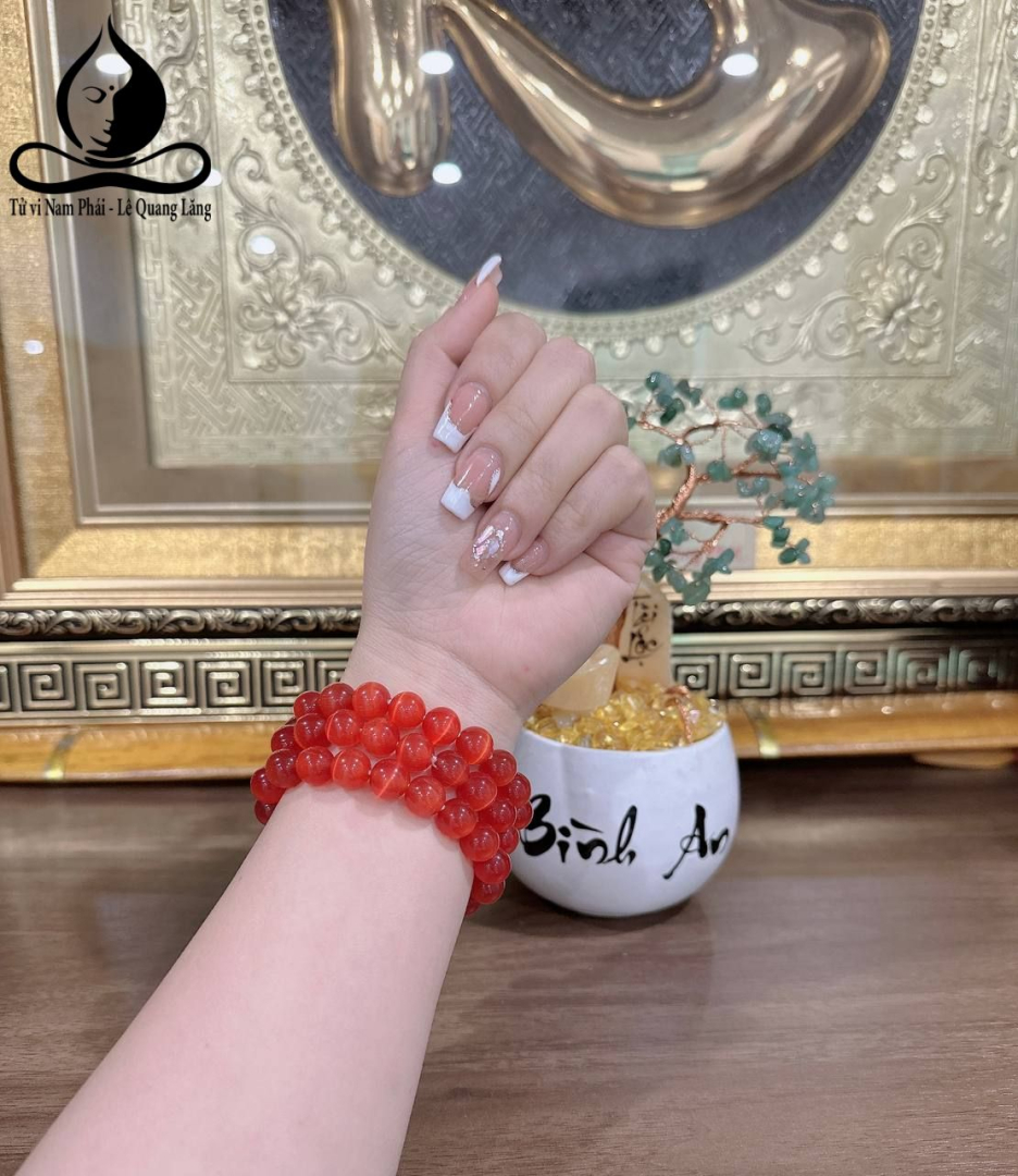 VÒNG TAY ĐÁ MẮT MÈO ĐỎ 10LY