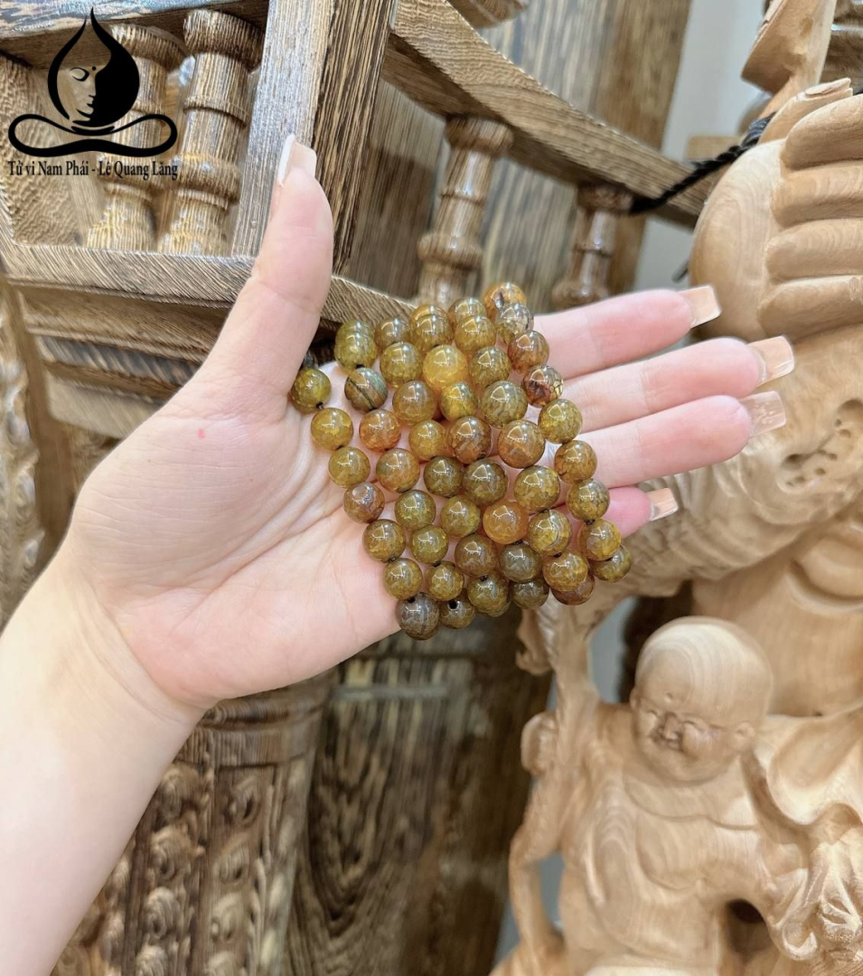 VÒNG TAY ĐÁ MÃ NÃO VÂN LONG 14LY XANH