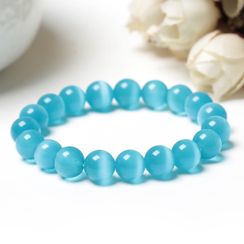 VÒNG TAY ĐÁ MẮT MÈO XANH LAM 8LY